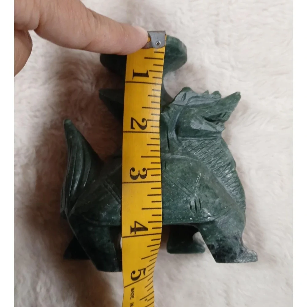 Vintage Chinese Hand-Carved Green Stone Dragon Turtle Candle Holder /‎ Incens